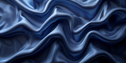 navy blue elegant abstract background silk satin fabric nice folds beautiful dark blue background wavy lines copy space 