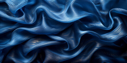 effect wave liquid design your space copy background elegant blue dark pleats soft wavy fabric shiny background texture satin silk blue dark background abstract blue black 