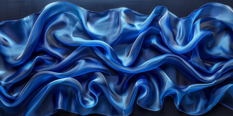 effect wave liquid design your space copy background elegant blue dark pleats soft wavy fabric shiny background texture satin silk blue dark background abstract blue black 