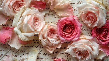 Wall Mural - Delicate moments of love expressed through rose-adorned letters 