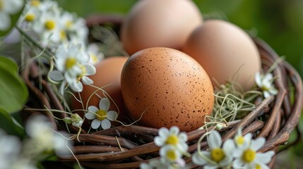 Sticker - Eggs nestled in a woven container for Easter