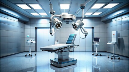 Wall Mural - Futuristic surgical robot in a sleek, minimalist operating room, surgical, robot, futuristic