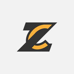 Wall Mural - Letter CZ or ZC Logo, Monogram Logo letter C with Z combination, design logo template element, vector illustration