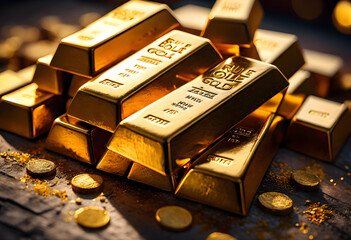 pile of gold bar background banner 