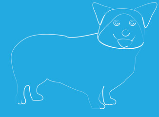 A vector art of a dog on blue background.