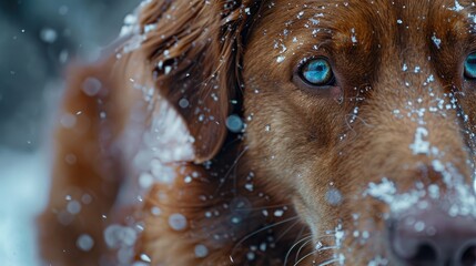 Sticker - Brown canine with azure eyes on a chilly winter day in the snow