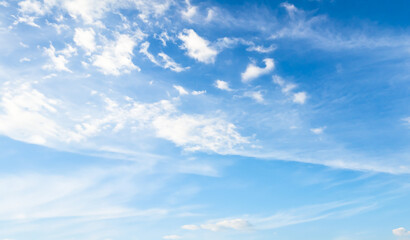 Wall Mural - Nature Sky Cloud Blue Background Paronama Web Cloudy summer Winter Season Day, Light Beauty Horizon Spring Brigth Gradient Calm Abstract Backdrop Air Nature View Wallpaper Landscap Environment.