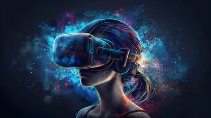 Wall Mural - Immersive Virtual Reality Gaming Experience with Futuristic Style