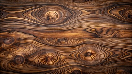 Wall Mural - Richly grained, dark brown walnut wood planks with prominent, swirling patterns and subtle wood knots create a sophisticated, high-end texture background element.