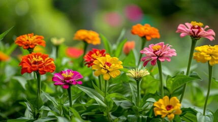 Wall Mural - Zinnia Flowers in the Garden 