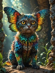 Poster - Fantasy Cat with Butterfly Wings.