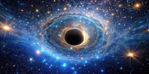 Wall Mural - a breathtaking visualization of a wormhole amidst a dazzling star cluster, cosmic, wonder, aweinspir