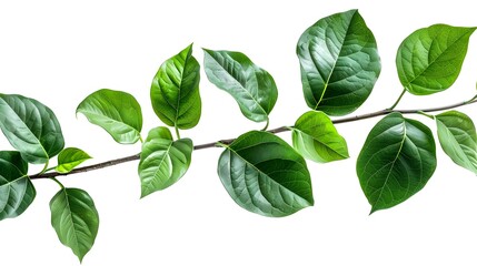 Wall Mural - Tropical green leaves on branch tree, nature,leaf isolated on white background
