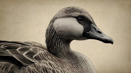 Engraving illustration of big goose