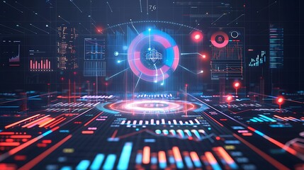 Abstract Futuristic Digital Interface With Data Visualisation