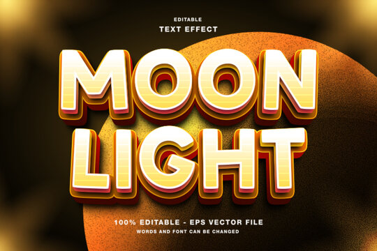 Moon Light 3D Editable Text Effect Template Style Premium Vector