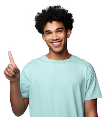 Poster - PNG Mixed race man pointing smiling t-shirt.