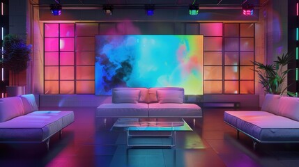 Talk show studio television room modern technology concept