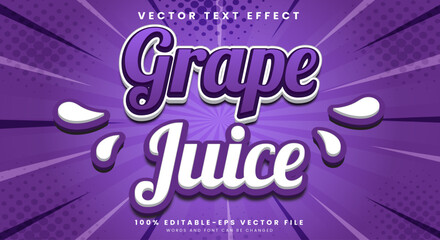 Grape Juice 3d editable text effect Template suitable for fresh fruit theme