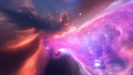 video of distant galaxy with colorful nebulae and shining stars, space, cosmic wonders