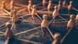 © kamonrat - A network of relationships between people connected by threads. It shows connections and relationships in society and working together effectively