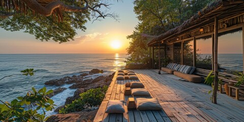 Wall Mural - Sunset View from a Beachside Bungalow