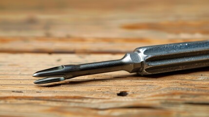 Screwdriver on wooden surface