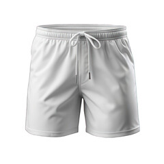 Blank white swimming trunks shorts mockup isolated on transparent background