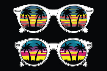 Wall Mural - summer Sunglasses silhouette vector illustration.