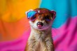© Kashif 2158 - Funny weasel in a studio with a vivid and colorful background, sporting sunglasses