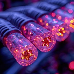 Poster - Close-up of glowing red LED connectors