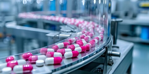 Sticker - Enhancing Quality and Efficiency Automated Pharmaceutical Production in Modern Facilities. Concept Pharmaceutical Automation, Efficiency Improvement, Modern Facilities, Quality Enhancement