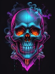 Wall Mural - A skull with a gun and smoke surrounding it