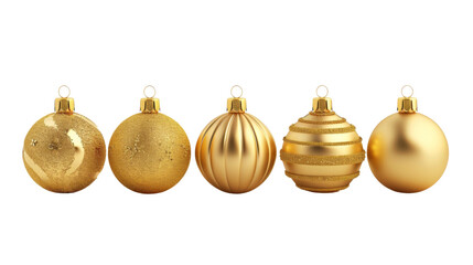 Golden Christmas balls on transparent background