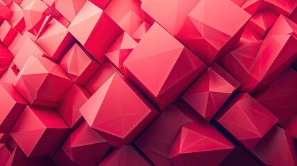 Poster - 3d abstract red geometric shape digital backgrounds illustration