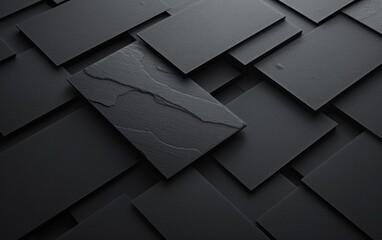 Sticker - Abstract Black Slate and Card Stock Composition