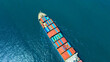© Media  - Aerial view of the freight shipping transport system cargo ship container. international transportation Export-import business, logistics, transportation industry concepts