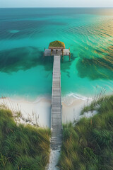 Sticker - Aerial view of the plank road and houses on the beautiful island