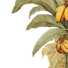 Canvas Print - PNG  Realistic vintage drawing of Banana border banana backgrounds nature.