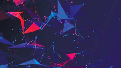 Wall Mural - color animated polygonal space. futuristic background with dots and lines. structure of connection p
