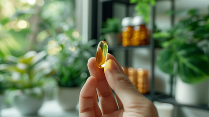 Sticker - Close up of hands holding pills at home