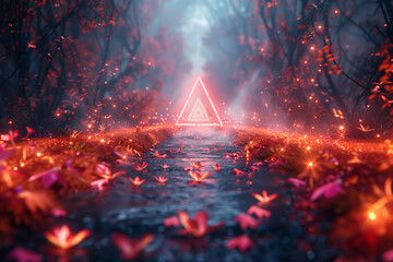 Sticker - Sci-fi triangular passage in dreamy light and smoke