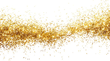 Golden glowing sparks on transparent background