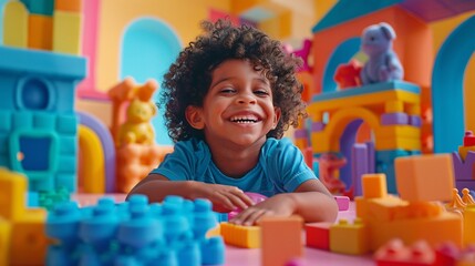 a fun and energetic advertisement for a new line of children's toys, featuring kids playing and inte