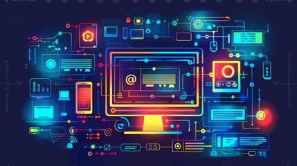 Wall Mural - Vector illustration of web design and development.	
