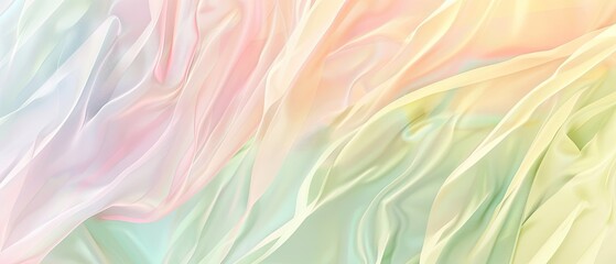 Wall Mural - An ethereal background with pastel-colored flowing fabric, creating a soft, dreamy, and elegant visual effect suitable for various designs.