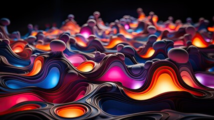 Wall Mural - Vibrant neon lights pulsating in abstract patterns