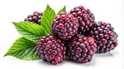Wall Mural - Delicious and juicy boysenberry fruit on a white background, boysenberry, fruit, berry, juicy, delicious, sweet, ripe