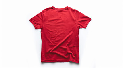 Wall Mural - Red cotton T-shirt from back view on a white background