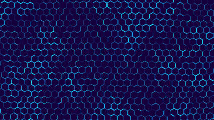 Fototapete - Hexagonal Abstract Technology Background. Hexagons Pattern for Hi-Tech Communication Design. Hi-tech Cyber Hexagon Sci-Fi Game Banner Grid. Nano Shield Pattern. Vector Illustration